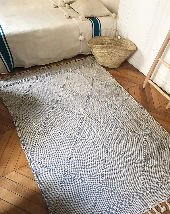 Kilim 210x145 cm Bleu/Gris